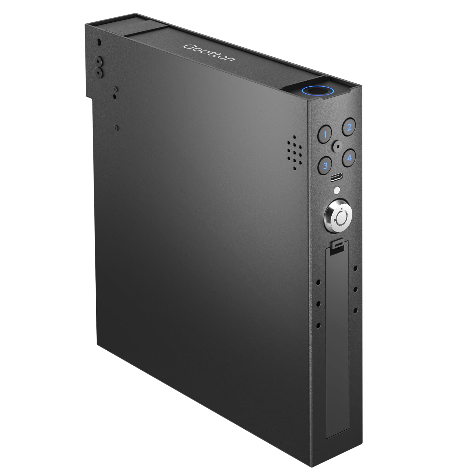 Upward Eject Gun Safe for Handgun, Vehicle Portable Biometric Pistol Safe | with Biometric Fingerprint, Keypad, Key, for Car Pickup, SUV, Truck, Large Sedan and Hatchback, Nightstand, Beside