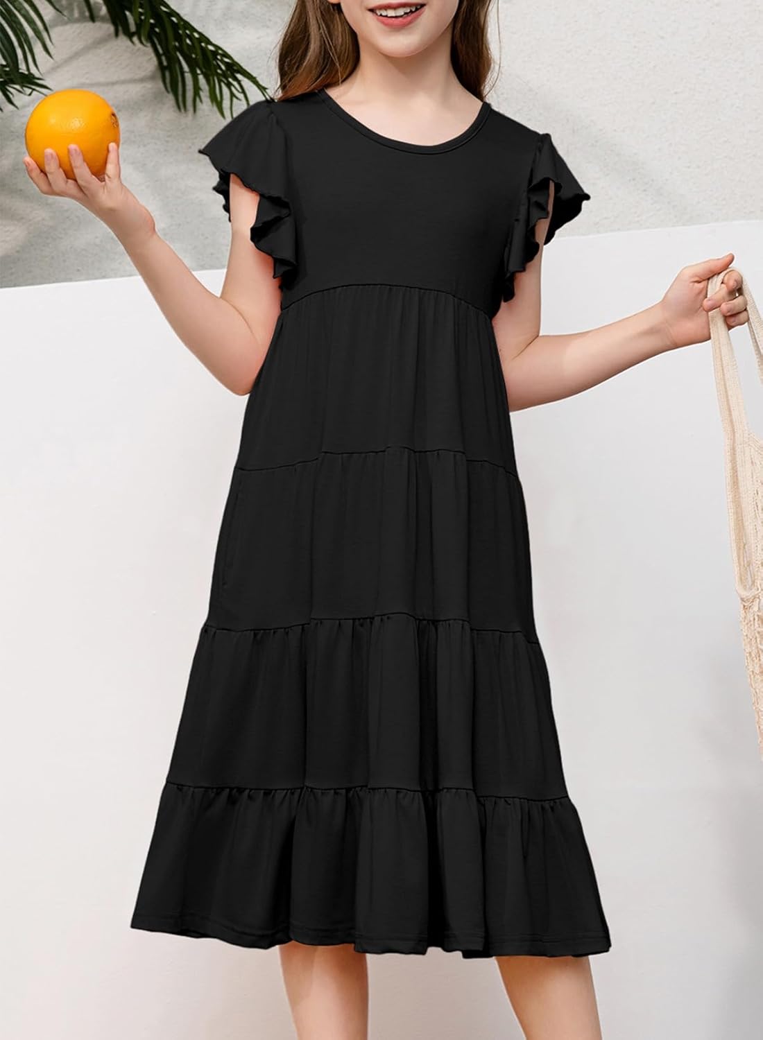 blibean Girls Summer Boho Sun Dress Tween Ruffles Tiered Dresses Size 6-15 Years - Image 2