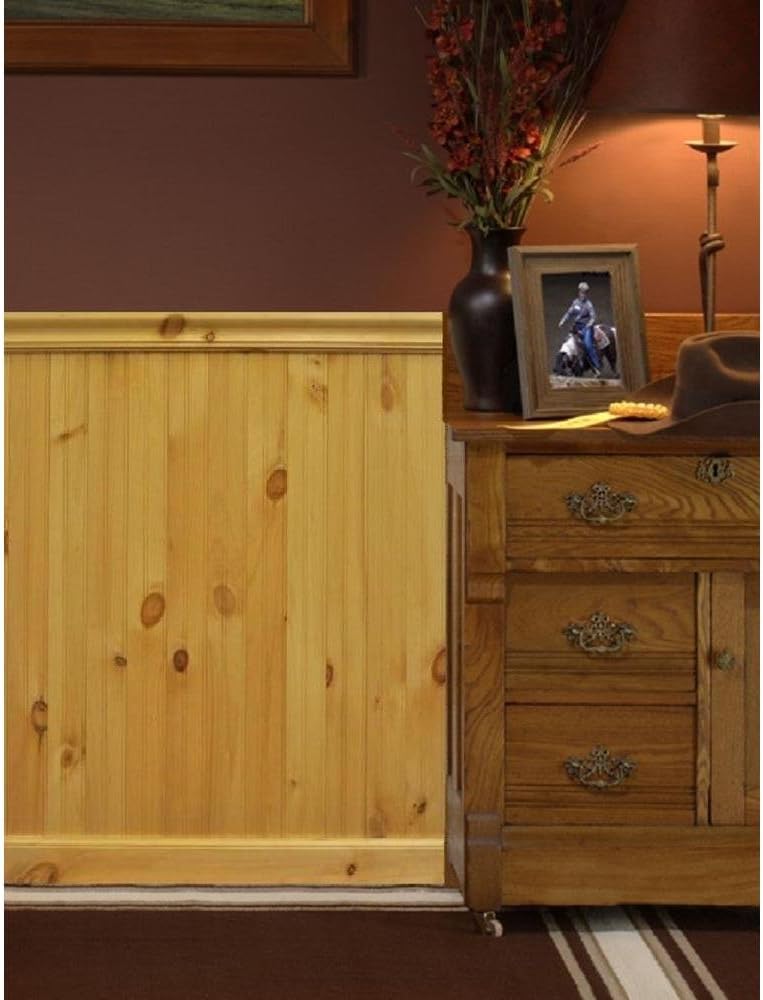 8 lin. ft. North America Knotty Pine Tongue and Groove Wainscot Paneling