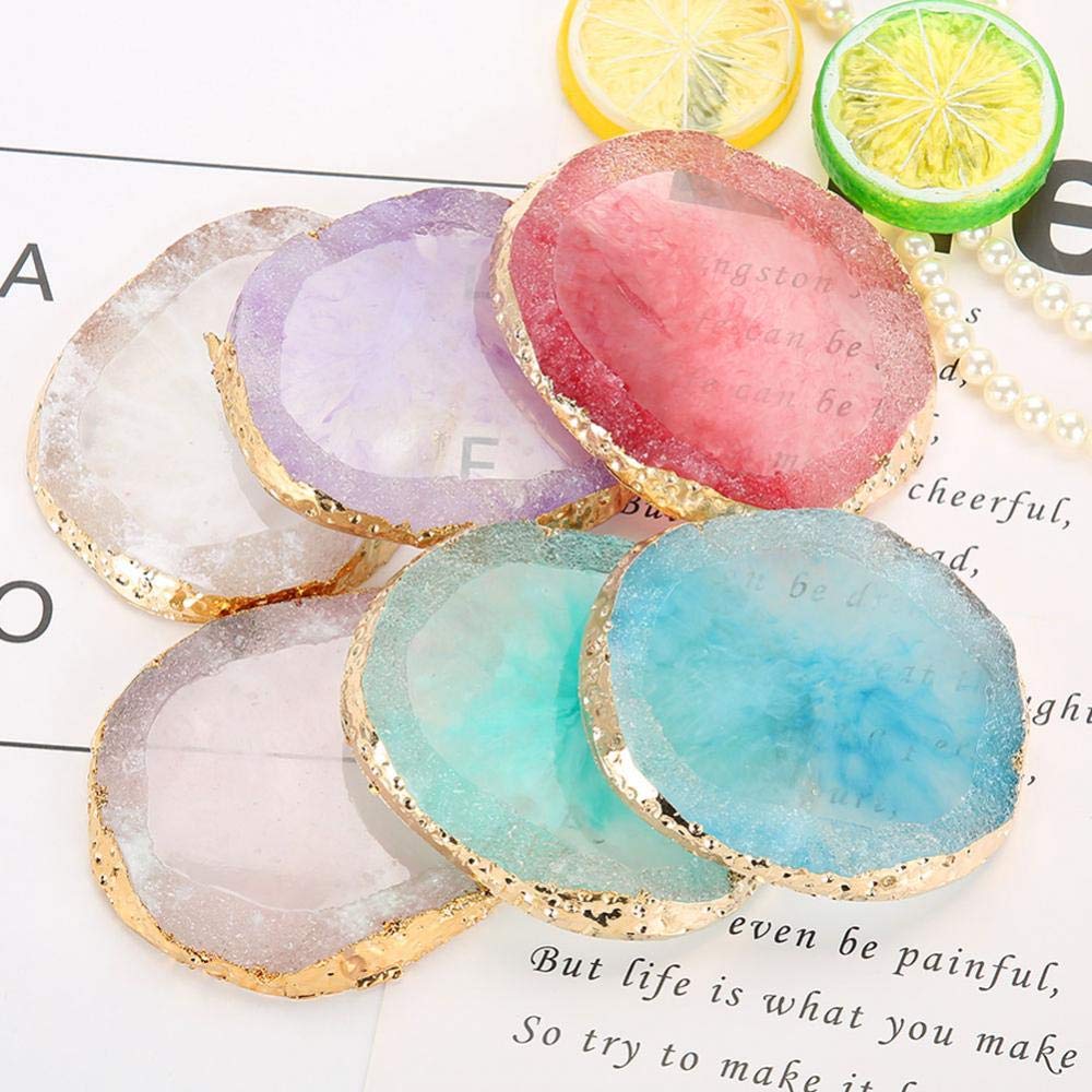 Palette en résine pour mélange de vernis à ongles, bordure dorée