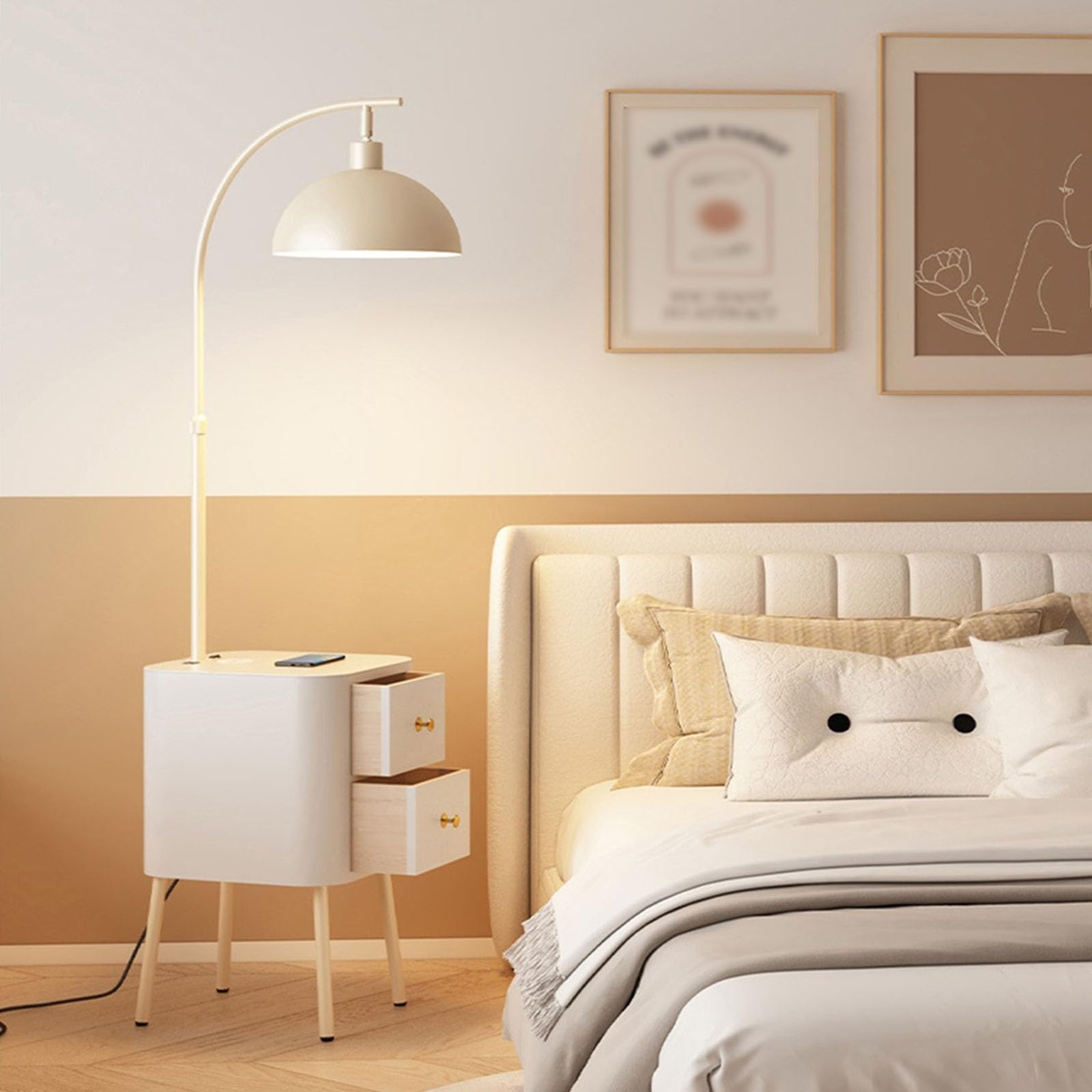 Nowoczesna lampa podłogowa z pilotem, nowoczesna lampa podłogowa z szafką nocną, wysoka lampa z połowy wieku do salonów i biur, dekoracja przemysłowa lampa do czytania z wysokim słupkiem (czarna)