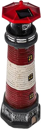 JOEBO Outdoor Solar Lights Solar Powered Lighthouse Resin Garden Light ...