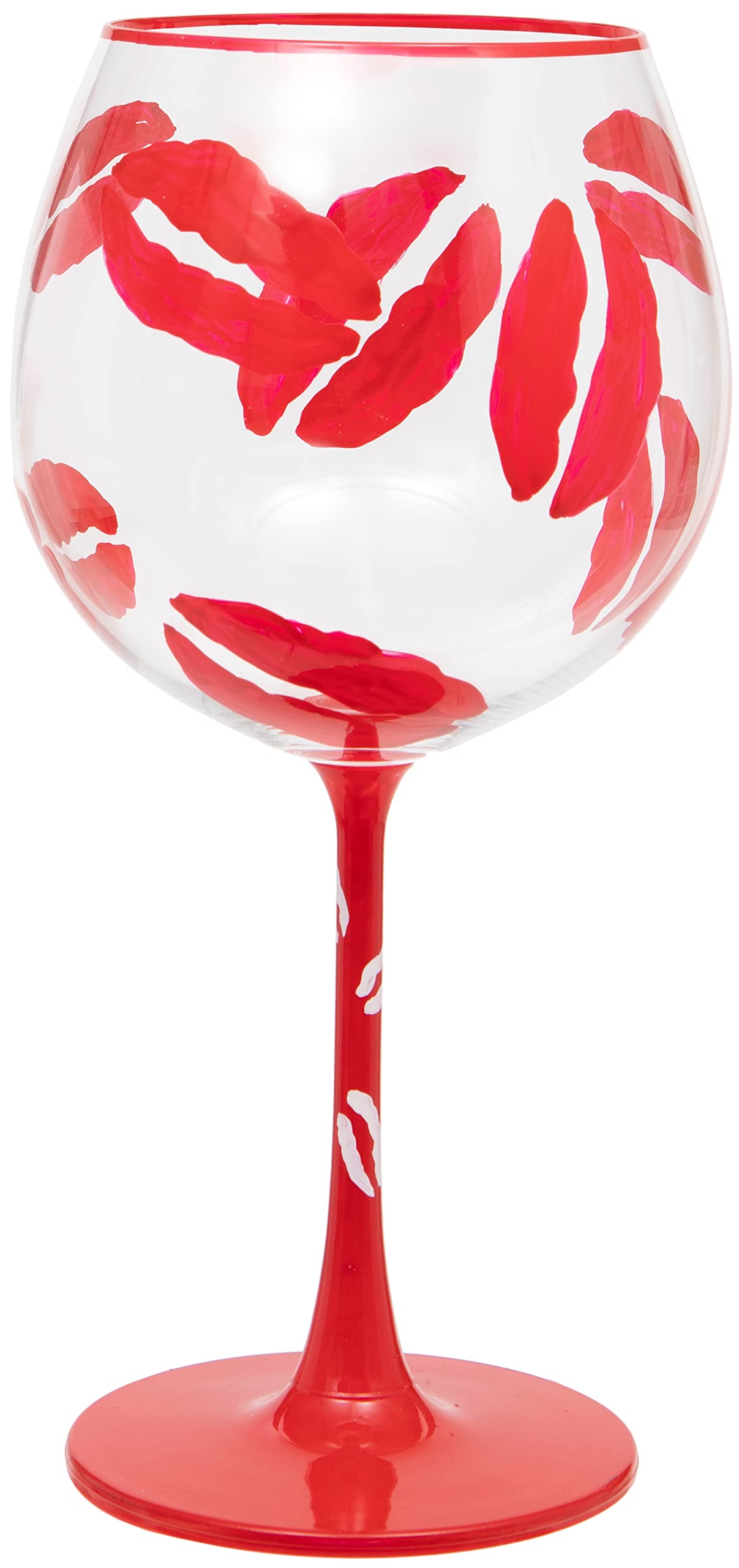 Maturi Red Hand Painted Lipstick Kiss Gin Glass, 625Ml, Gift Boxed