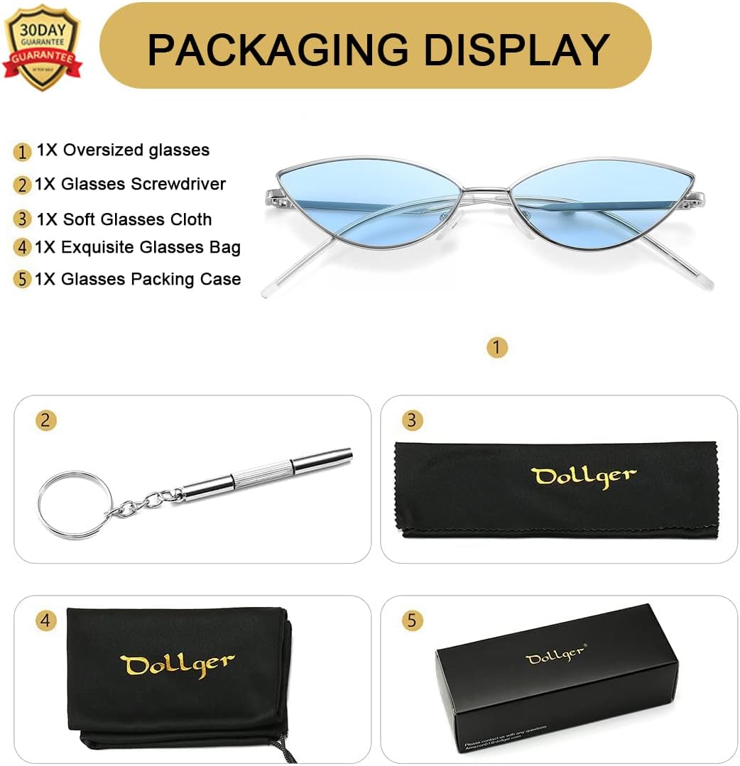 Dollger Cat Eye Cute Sunglasses for Women Men Triangle Vintage Trendy Cool Sun Glasses - Image 6