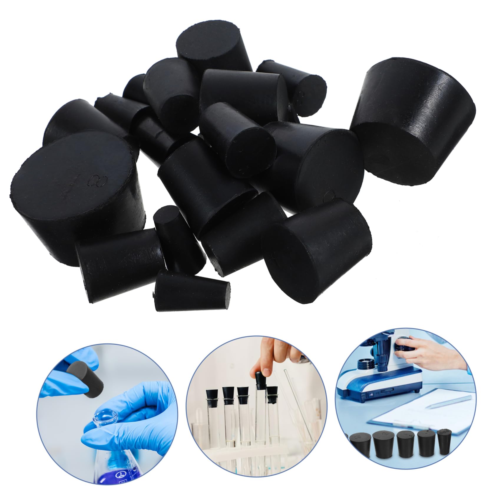 Amosfun 5 Ensembles Bouchons Caoutchouc pour Tubes À Bouchons Étanches pour Laboratoire Disponibles 21 Pièces * 5