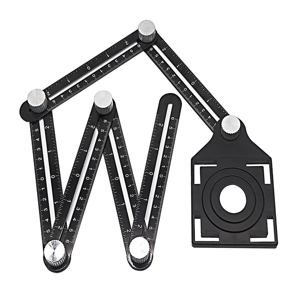 Angzhili 1 Pack Multi Angle Measuring Ruler,Aluminum Alloy Multi-Function Angle Ruler,6 Section Ceramic Tile Opening Locator, Angle Measurement Tool,Band Hole Locator