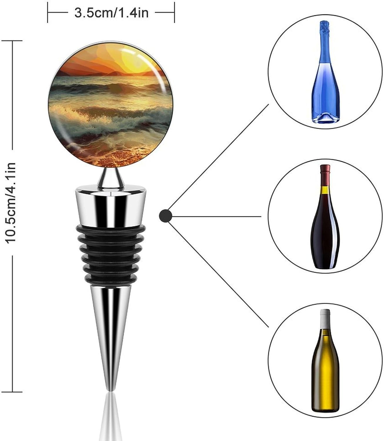 Waves Sunset Wine Stoppers Decorative Champagne Stopper