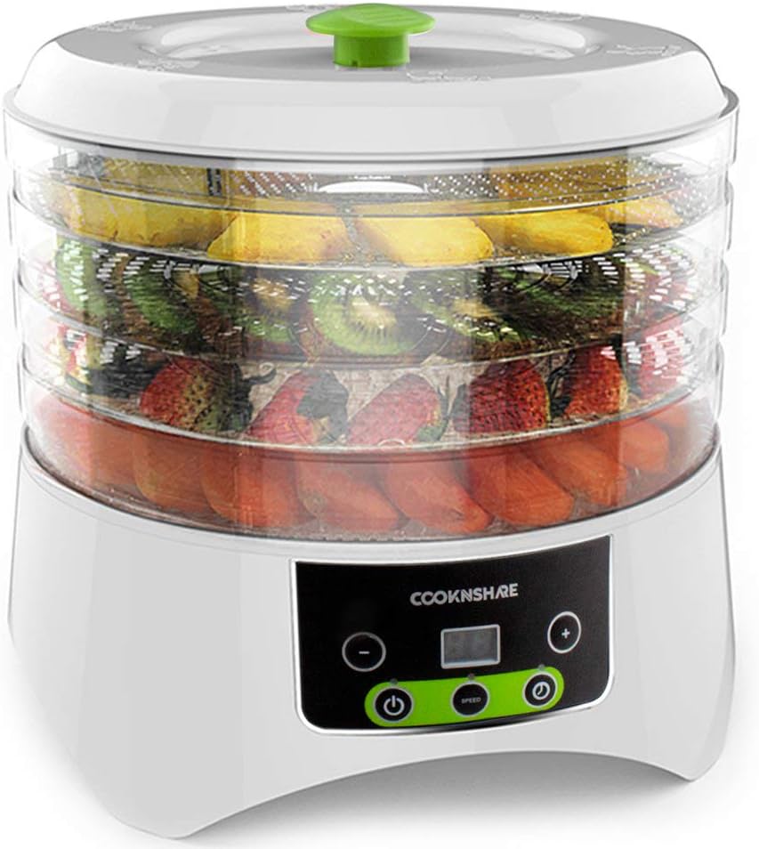 CookNShare Food Dehydrator by Cooks Club Adjustable Timer and Heat Settings Includes 4 Trays