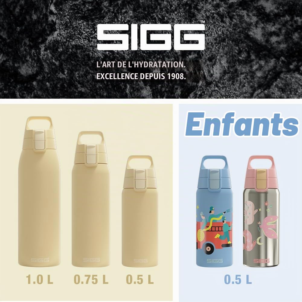 SIGG - Gourde Isotherme 1L - Shield Therm One Opti Yellow - Rando, Fitness, Yoga - Convient Aux Boissons Gazeuses - Étanche - Passe Au Lave Vaisselle - Sans BPA - Acier Inoxydable 90% Recyclé - Jaune