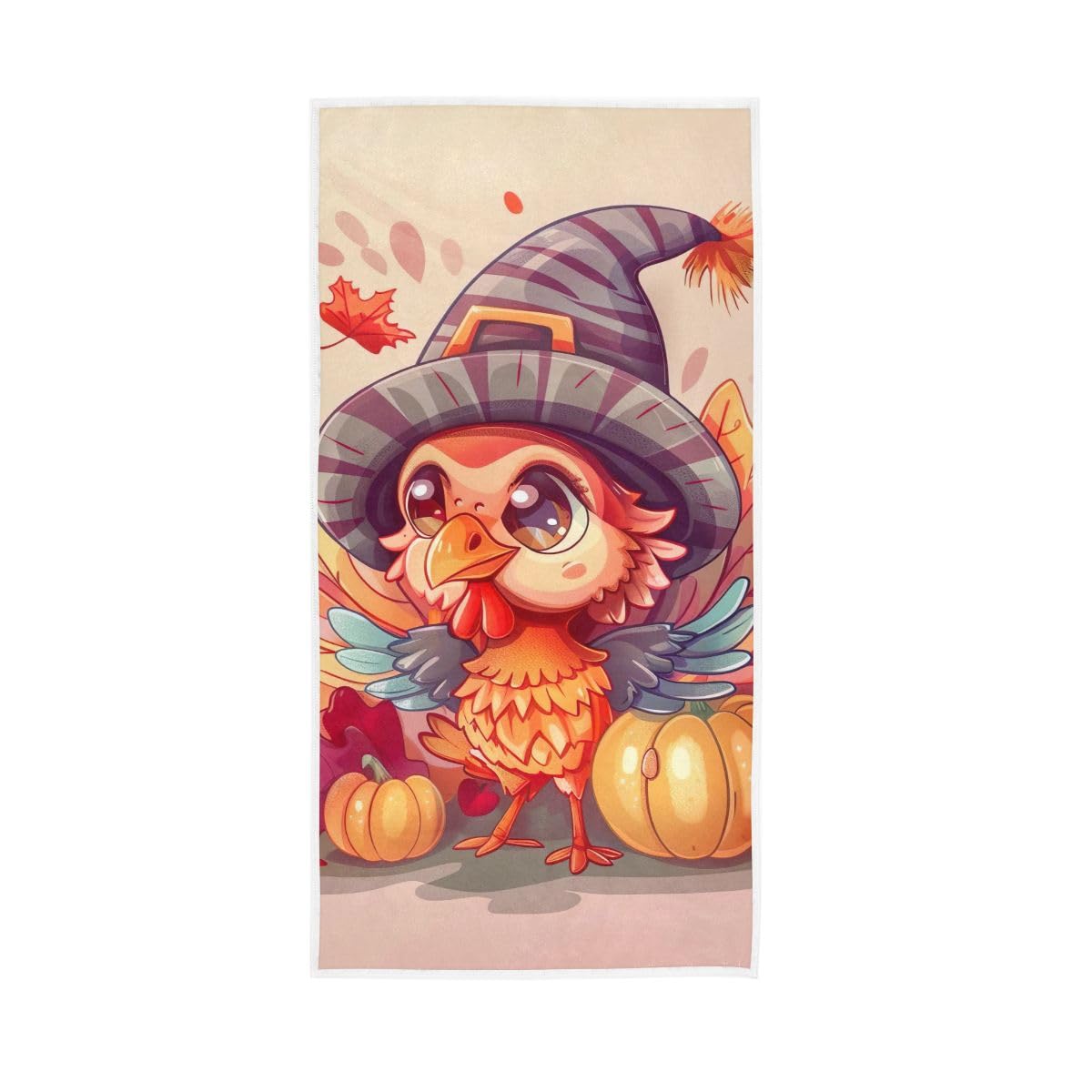 HUYGD Turkey with Hat Pumpkin Hand Towels, Soft Towels for Bathroom, Gym, Hotel, Spa 15 x 30 Inches