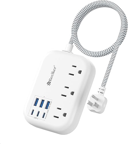 Vista 15 de Tira de alimentación de 6 USB (3 USB C) - Regleta de alimentación de viaje con 6 estaciones de carga USB de escritorio de 24 W/4.8 A y 3 tomas