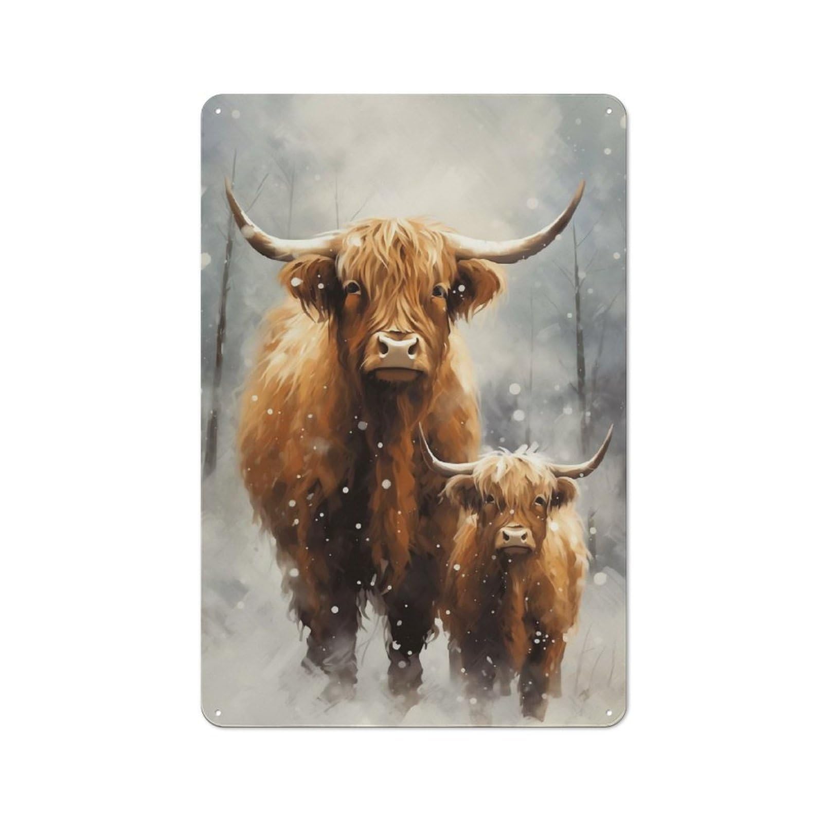 Junmoney Merry Xmas Cow Family Vintage Retro Metal Sign 30X20cm Featuring Garage Wall Decor For Garage, Workshop, Shed Or Utility Room