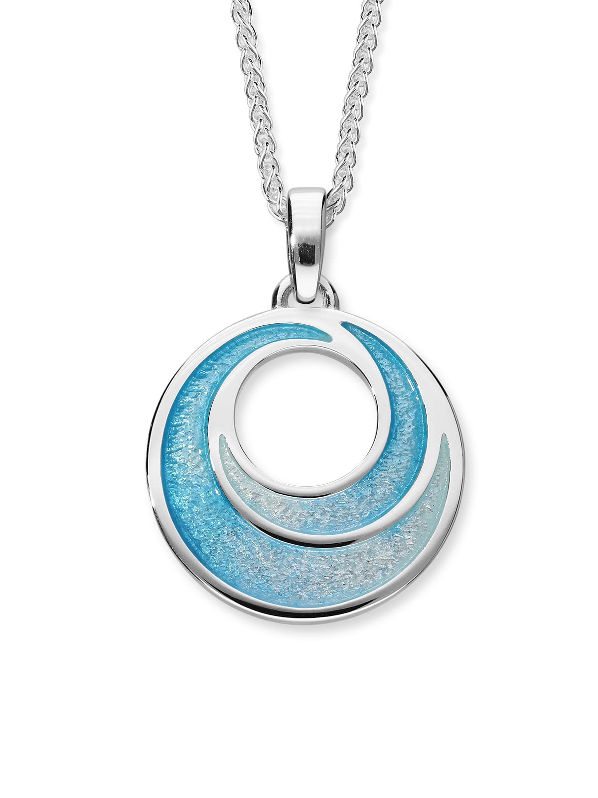 ORTAK 925 Sterling Silver Handmade Pendant Necklace, Hot Glass Hand Enamel, Spearmint Colourways, High Polished, Scottish Fine Jewellery, Made In Scotland