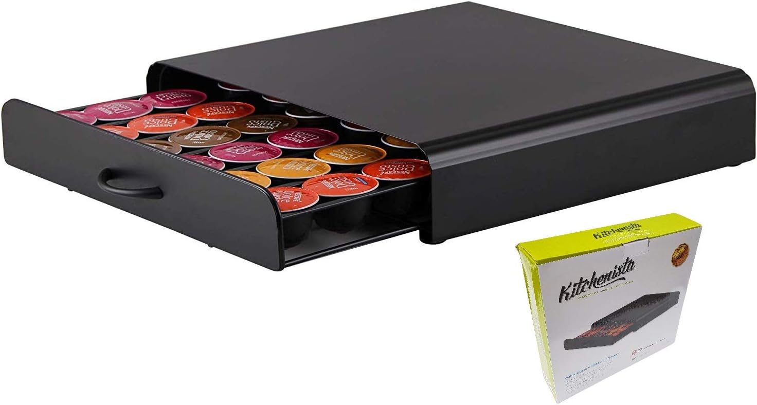 Kitchenista Dolce Gusto Coffee Pod Holder Capsule Stand - Matte Black - Tray for 36 Pods