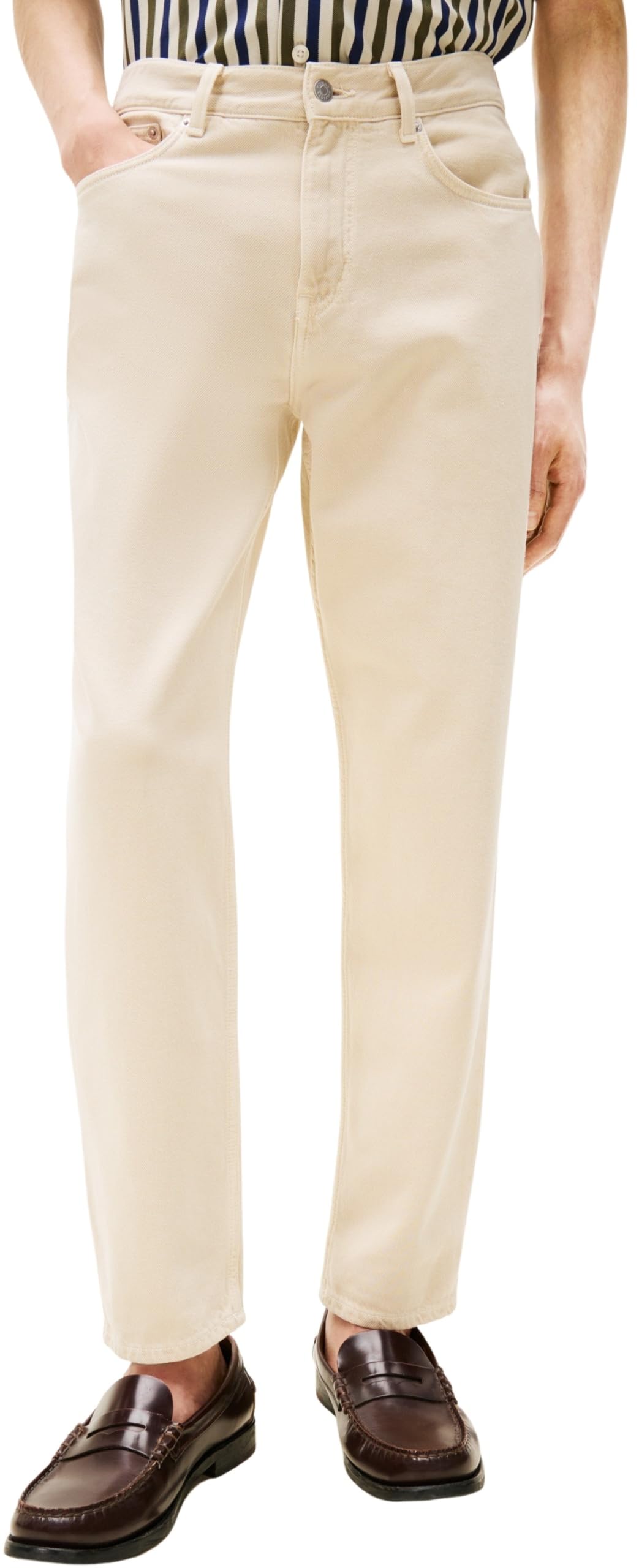 Tommy Hilfiger Men's Tapered Harlem Mid Rise Jeans, Off-White (Soft Cream), 30W/31L