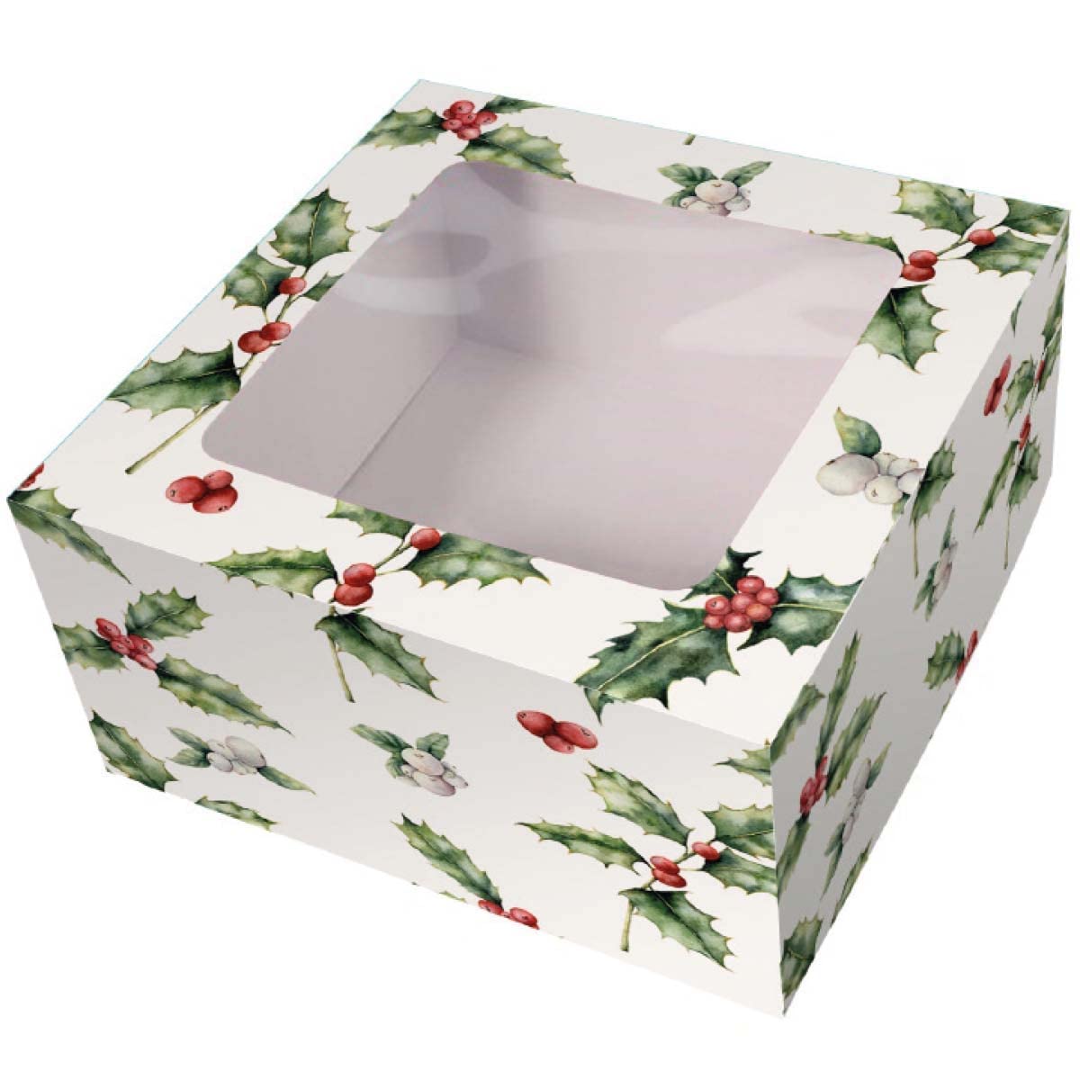 Art of Cake ® Christmas Cake box/Holly Cake Box - 6'' X 6 x 4'' - Pack of 5