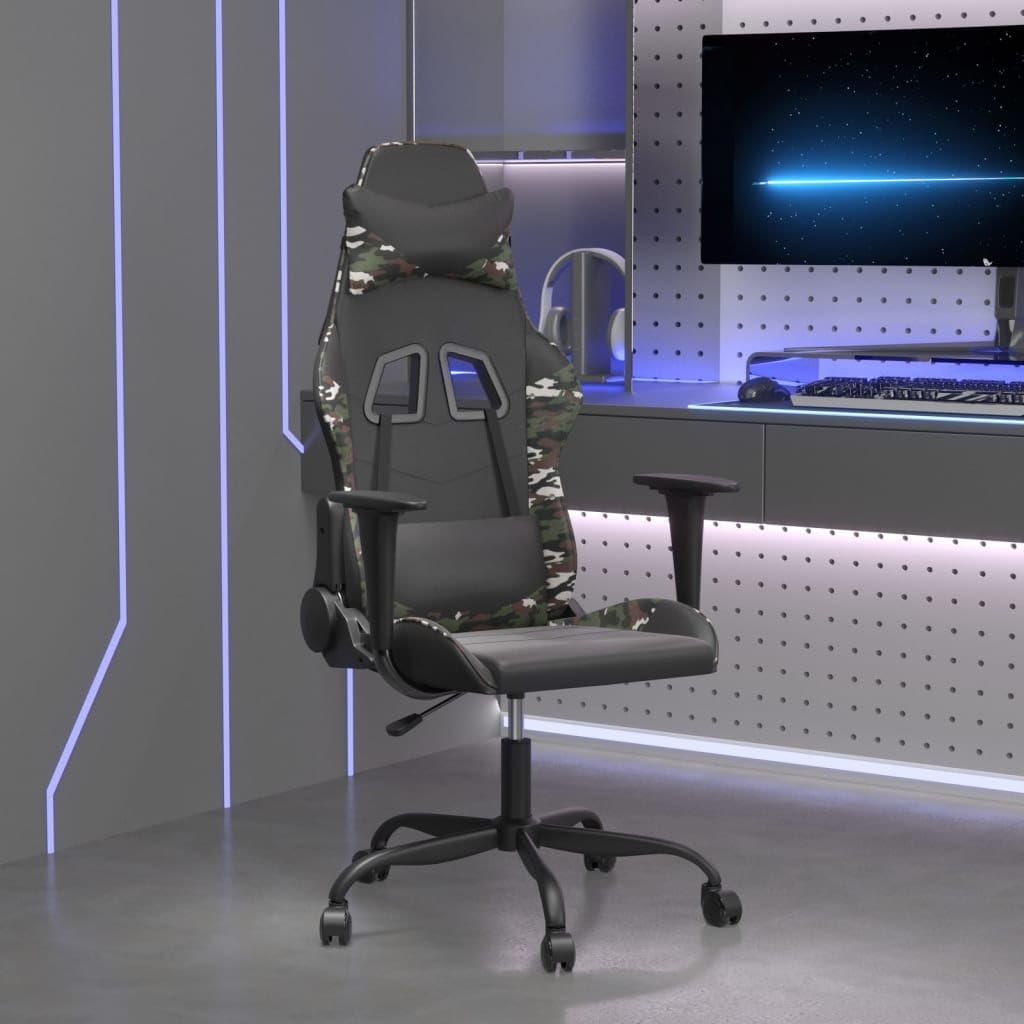 Chaise de gaming réglable en hauteur avec roulettes et accoudoirs