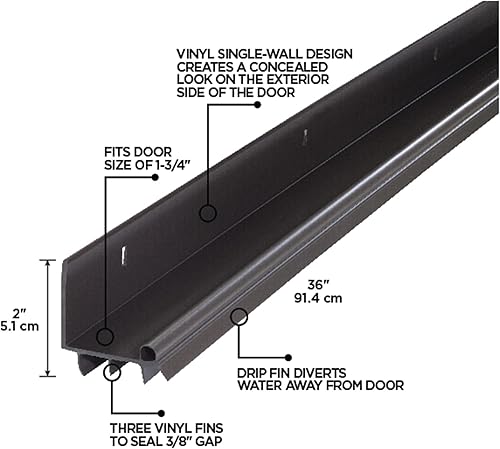 Miniatura 9 de M-D Building Products 43816 - Parte inferior de puerta de repuesto en forma de L de 36 pulgadas con aletas de vinilo