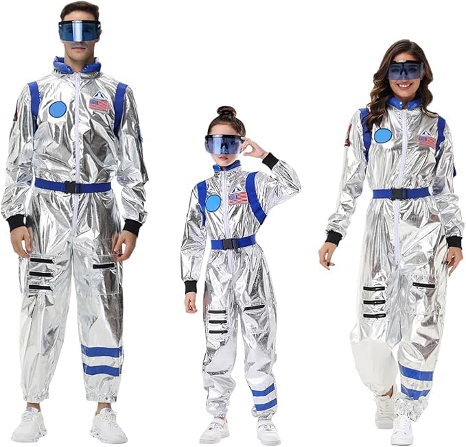 PINTUTU Deguisement Astronaute Space Costume Astronaute Adulte Déguisement Astronaute Deguisement Cosmonaute Espace Cosplay pour Femme Hommes Déguisement Astronaute - Costume pour Carnaval Femme