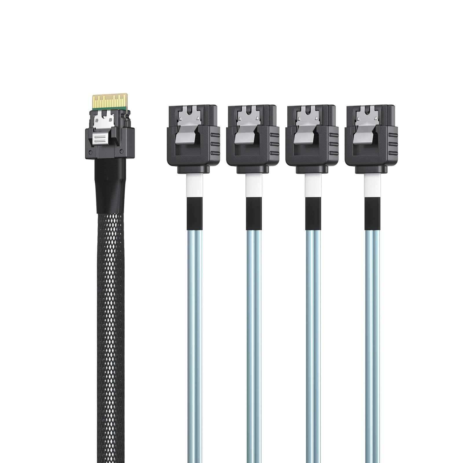 10Gtek SlimSAS 4i to 4xSATA, SFF-8654 Host/RAID to SATA Target HD, Suitable for Servers, Hard Drives, Computers, and Hosts, 1m(3.3ft)