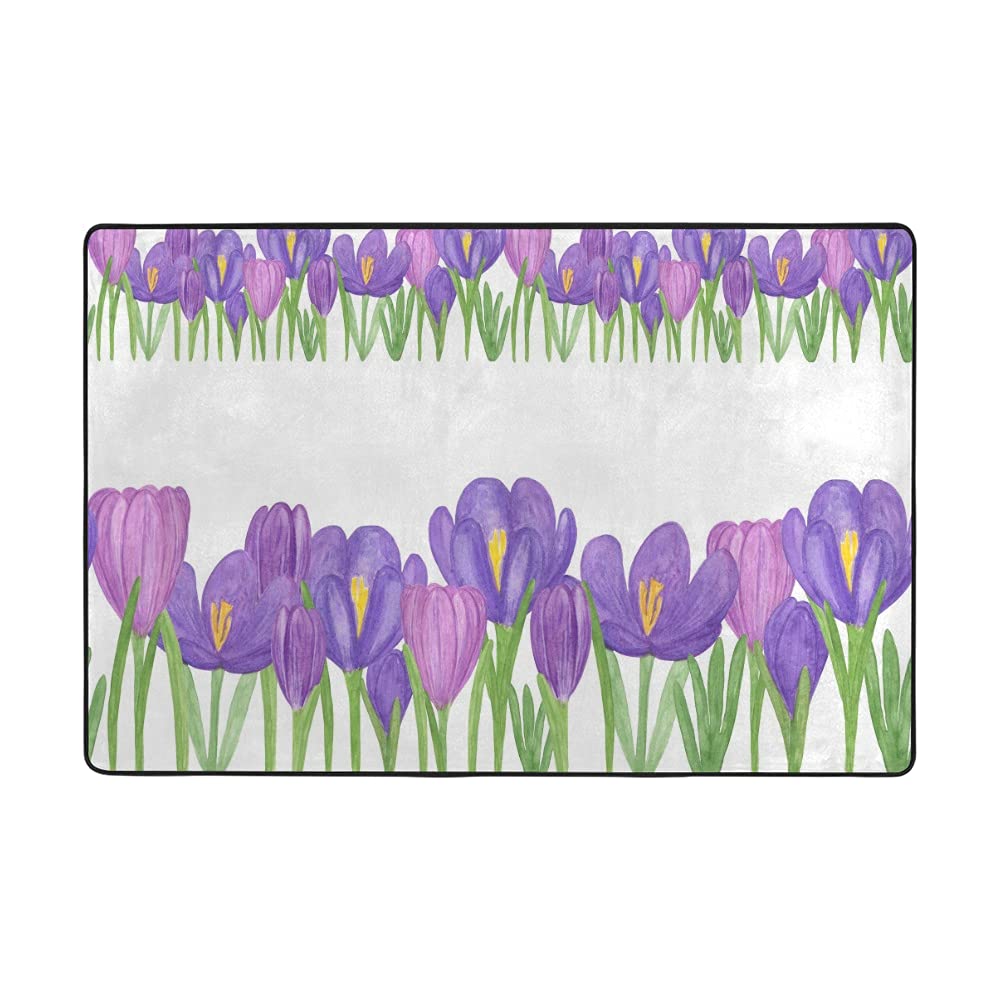 Tapis de sol violet super doux ambiance chaleureuse et sereine motif fleurs crocus