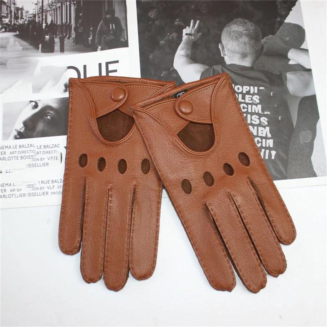Gants de conduite en cuir pour homme - En cuir - Non doublés - Pour écran tactile