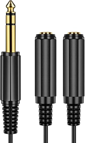 Miniatura 4 de ICESPRING Conector estéreo de 14 "0.250 inmacho a doble 14" 0.250 in Jackhembra Divisor Adaptador Convertidor de cable 0.6 pies