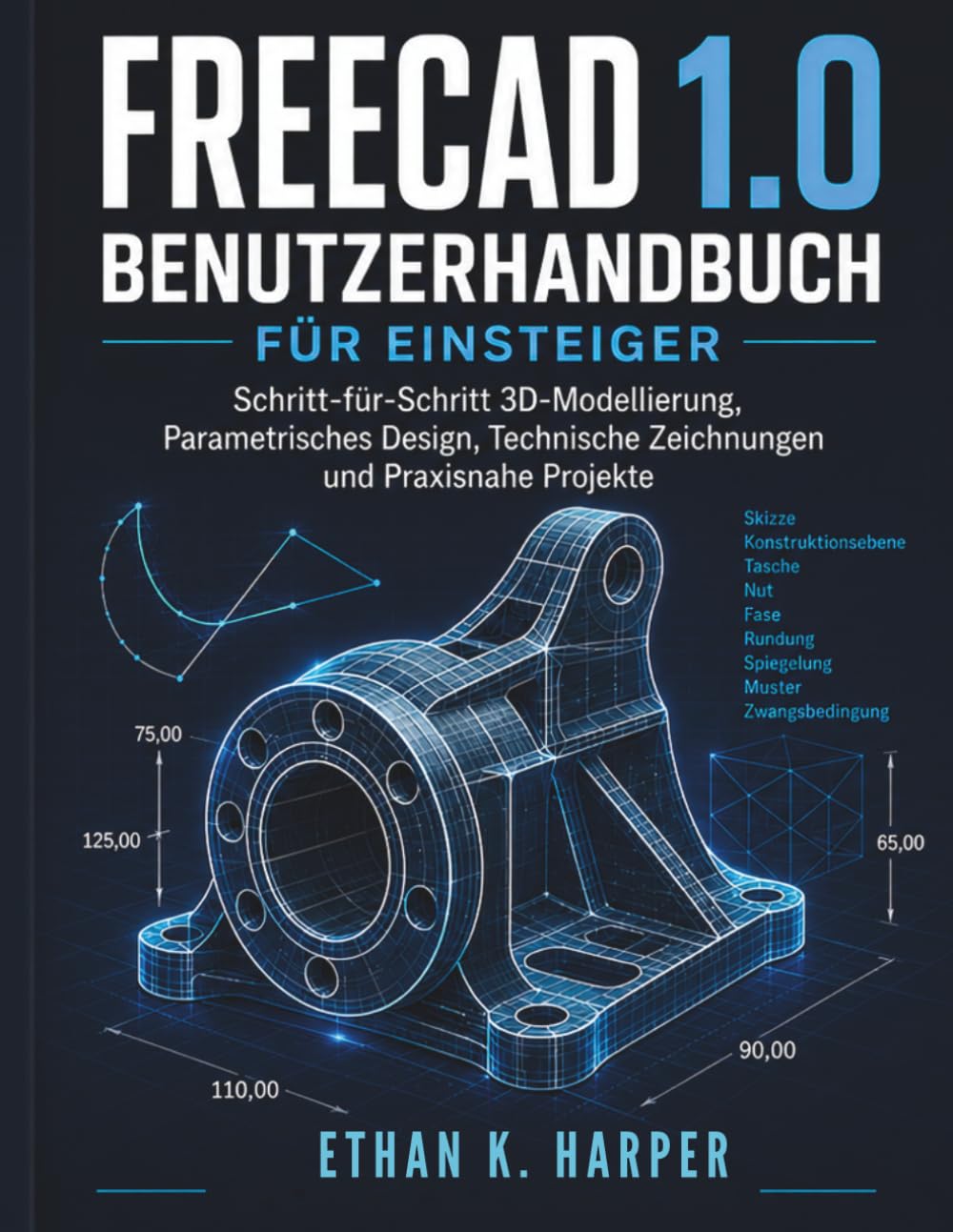 FreeCAD 1.0 Benutzerhandbuch für Anfänger: Schritt-für-Schritt-Anleitung zu 3D-Modellierung, parametrischem Design, technischen Zeichnungen und praxisnahen Projekten