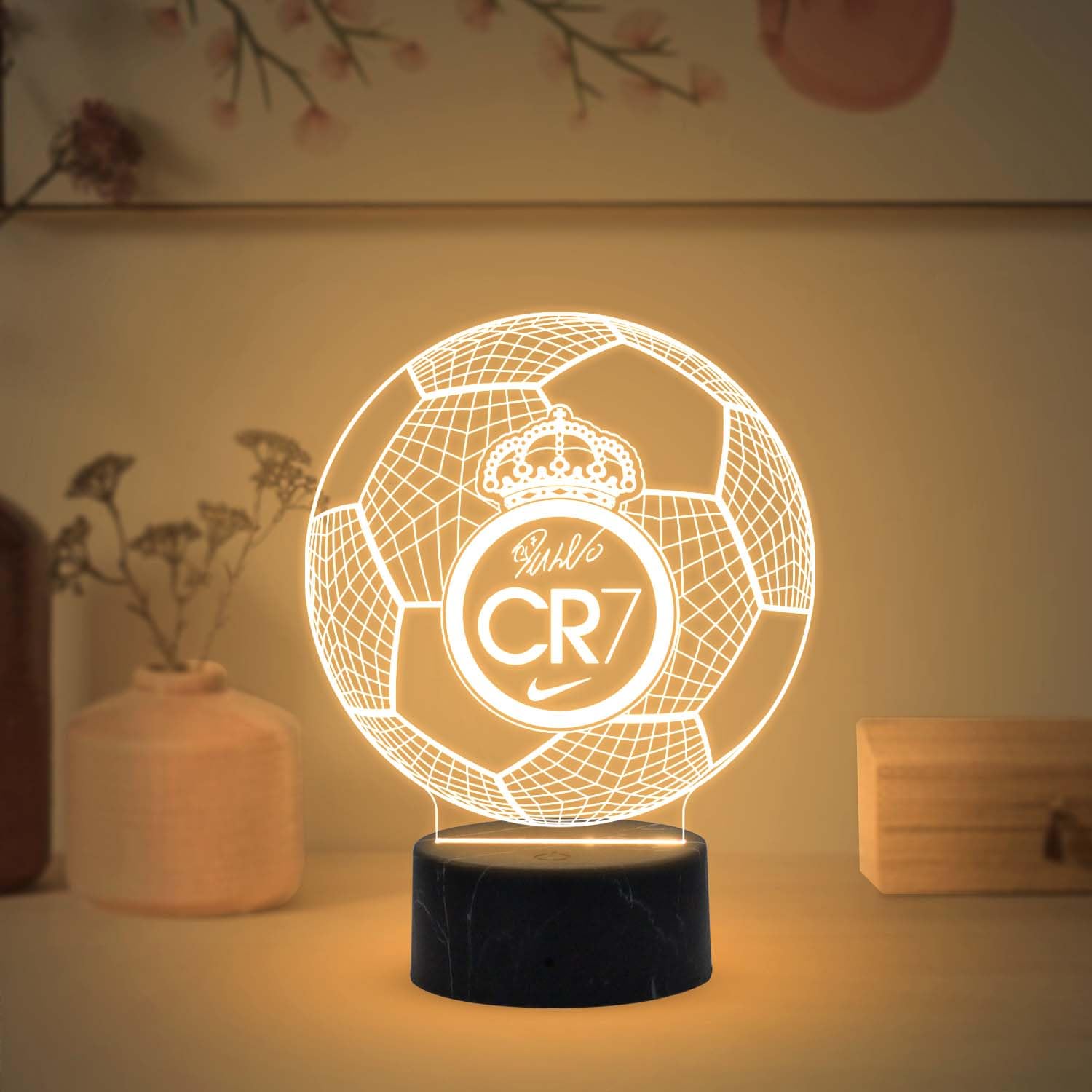 Gift Me Bazar 3D Illusion Football Night Light | Gift for Football Player | Birthday Gifts for Footballer Men Women | Gift for Gaming Player Warm White Light & USB Powered (CR7 Ronaldo)-image-40