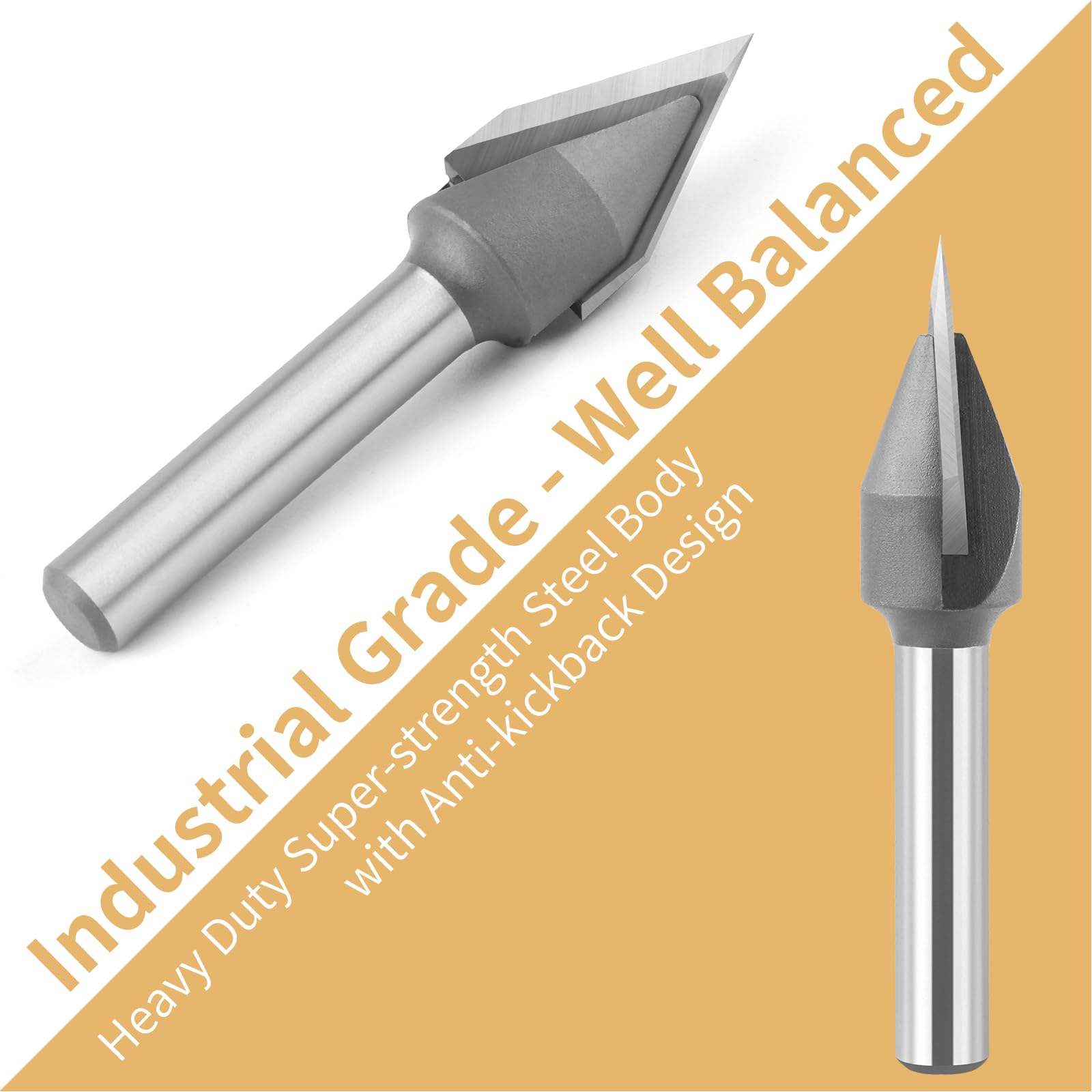 45 Degree V Groove Router Bit - 1/2 Inch Carbide -4