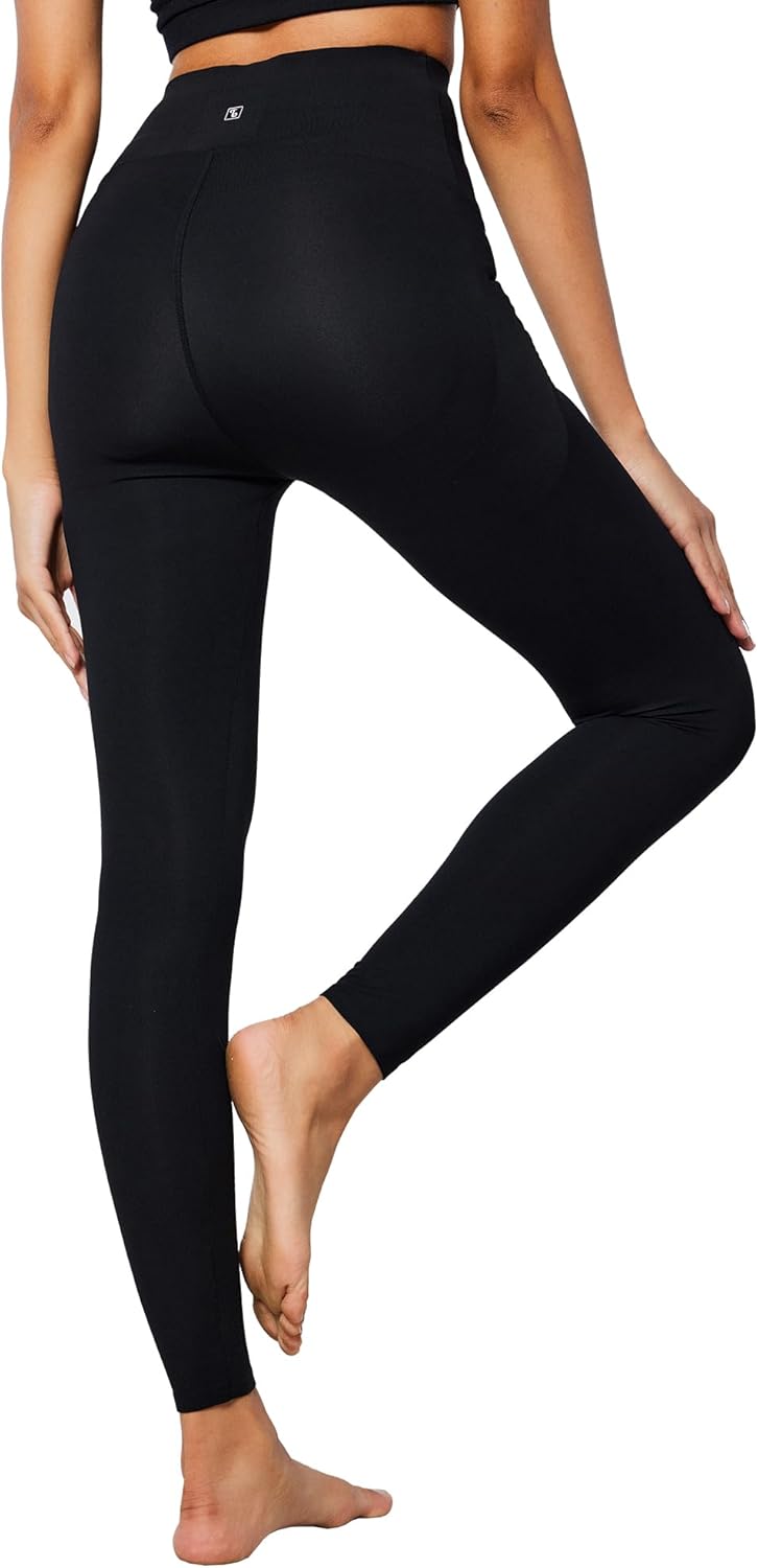 Women Seamless Shiny Leggings, Buttery Soft Lightweight High Waist Pant with Tummy and Hip Control, 25″ Inseam