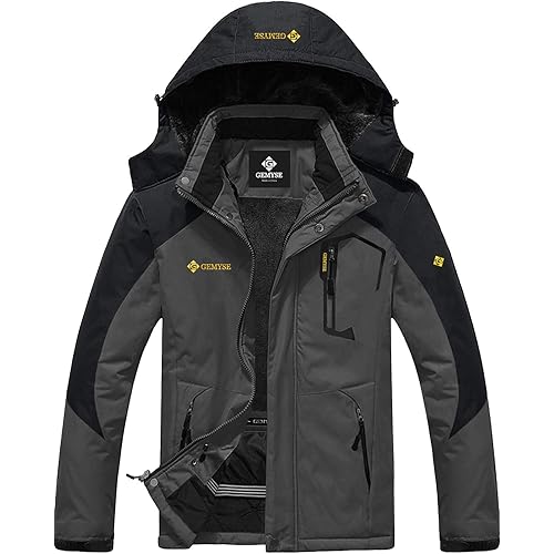 GEMYSE Men's Mountain Waterproof Ski Snow Jacket Winter Windproof Rain Jacket
