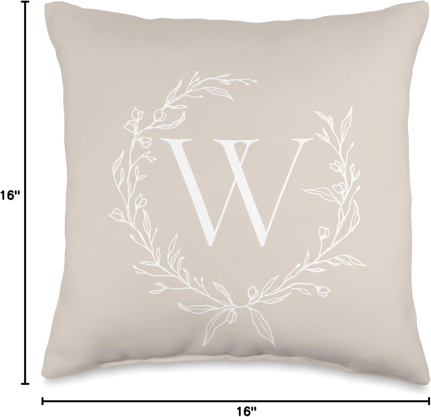Beige / Sand / Tan Capital Letter W Monogram Initial W Throw Pillow