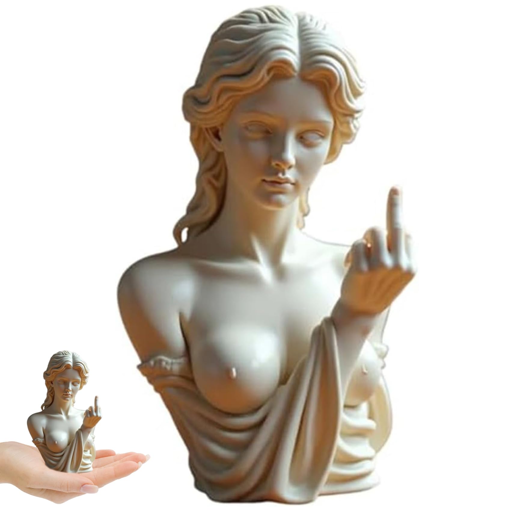 Azidweryq White Middle Finger Statue, 5 Inch Bold Art Resin Venus Statue Greek Gesture Sculpture For Modern Rebels, Funny Unique Decorative Ornaments Sculptures