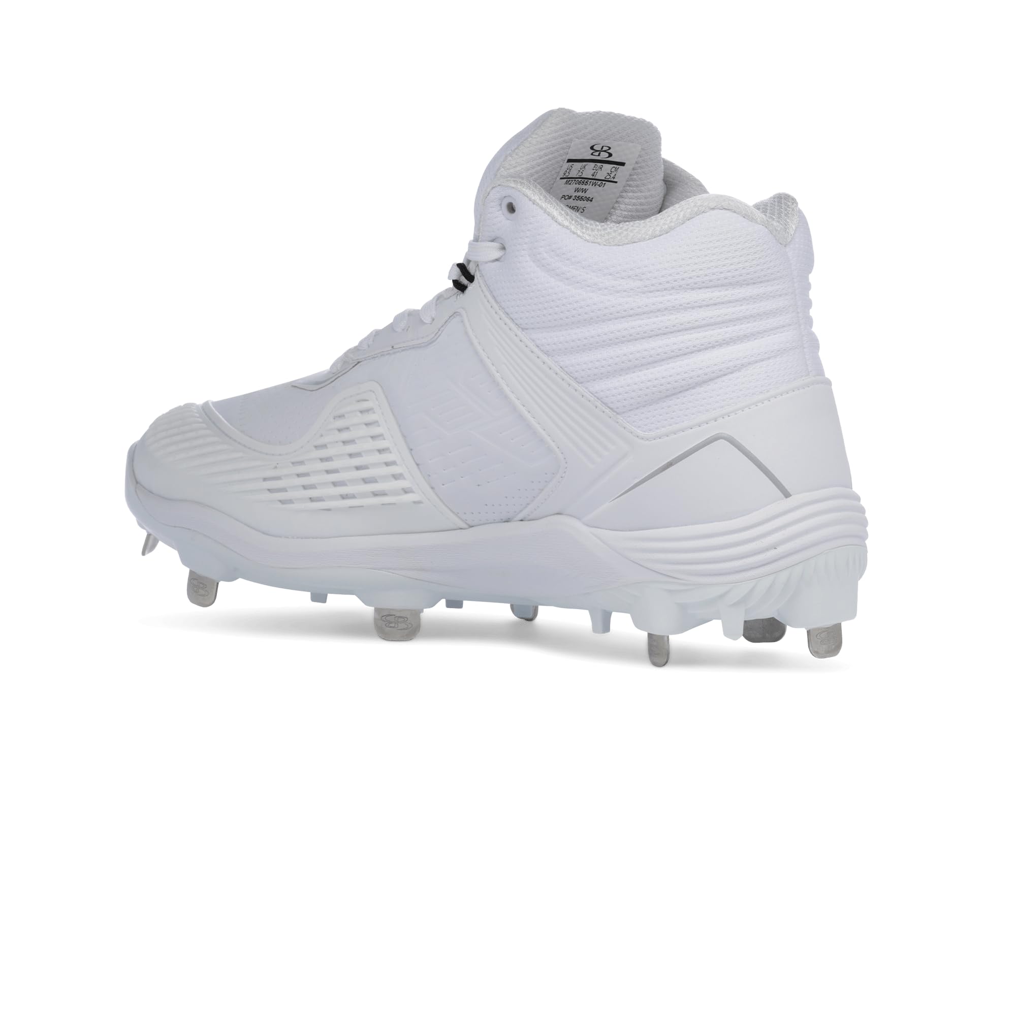 Boombah Viper Pro Women's Metal Cleat Mid - Pitching Toe White/White - Size 7.5