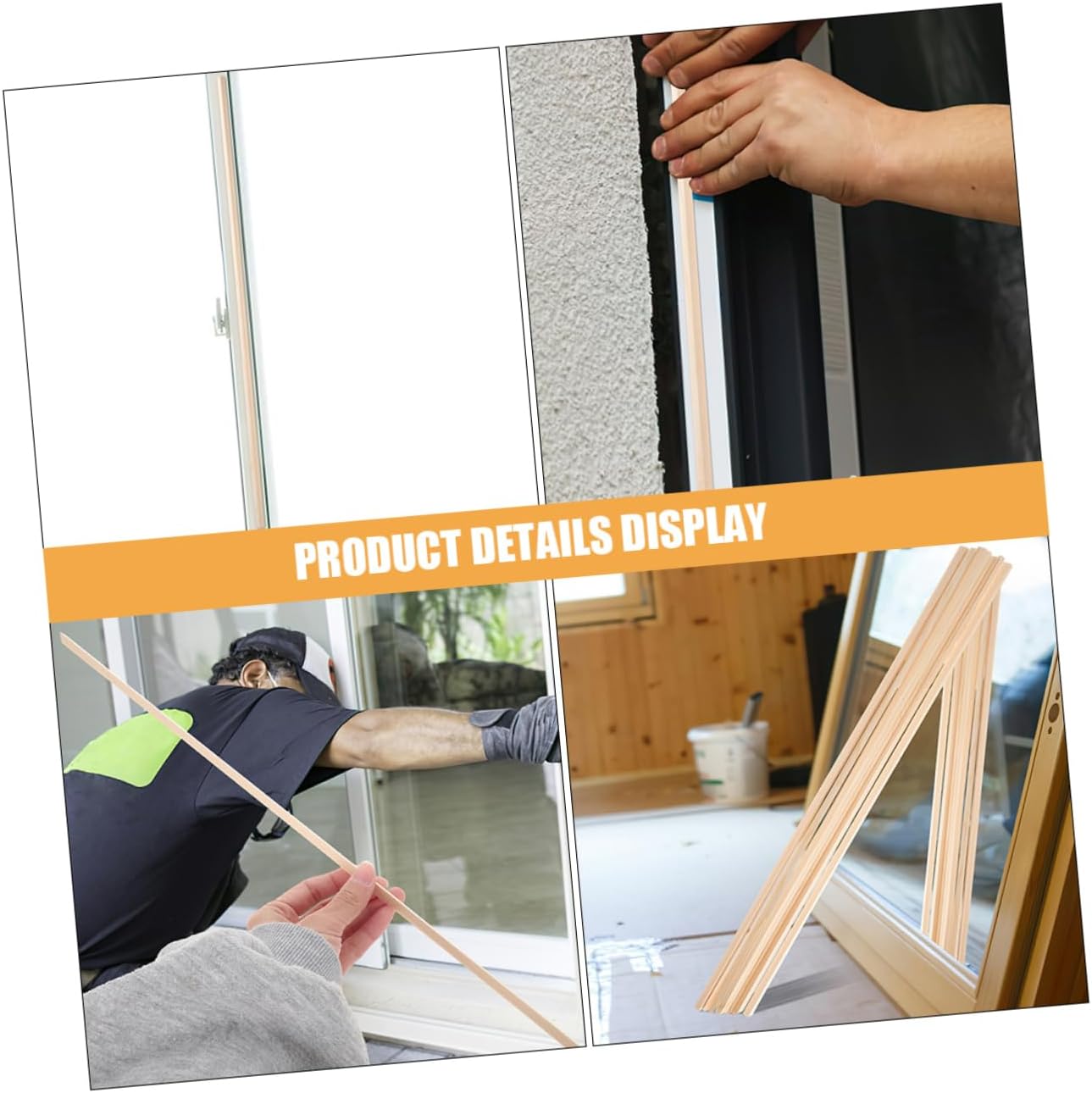 PRETYZOOM 12pcs Wood Strips for Window Decoration, 6mm Beige Trim