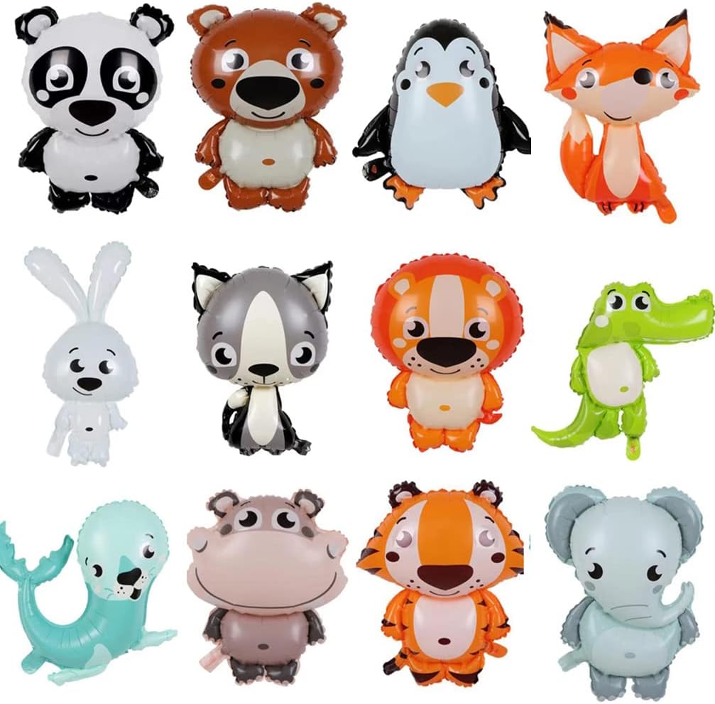 9 Stück Waldtiere Folienballons - XXL Tierkopf Ballons Für Geburtstag