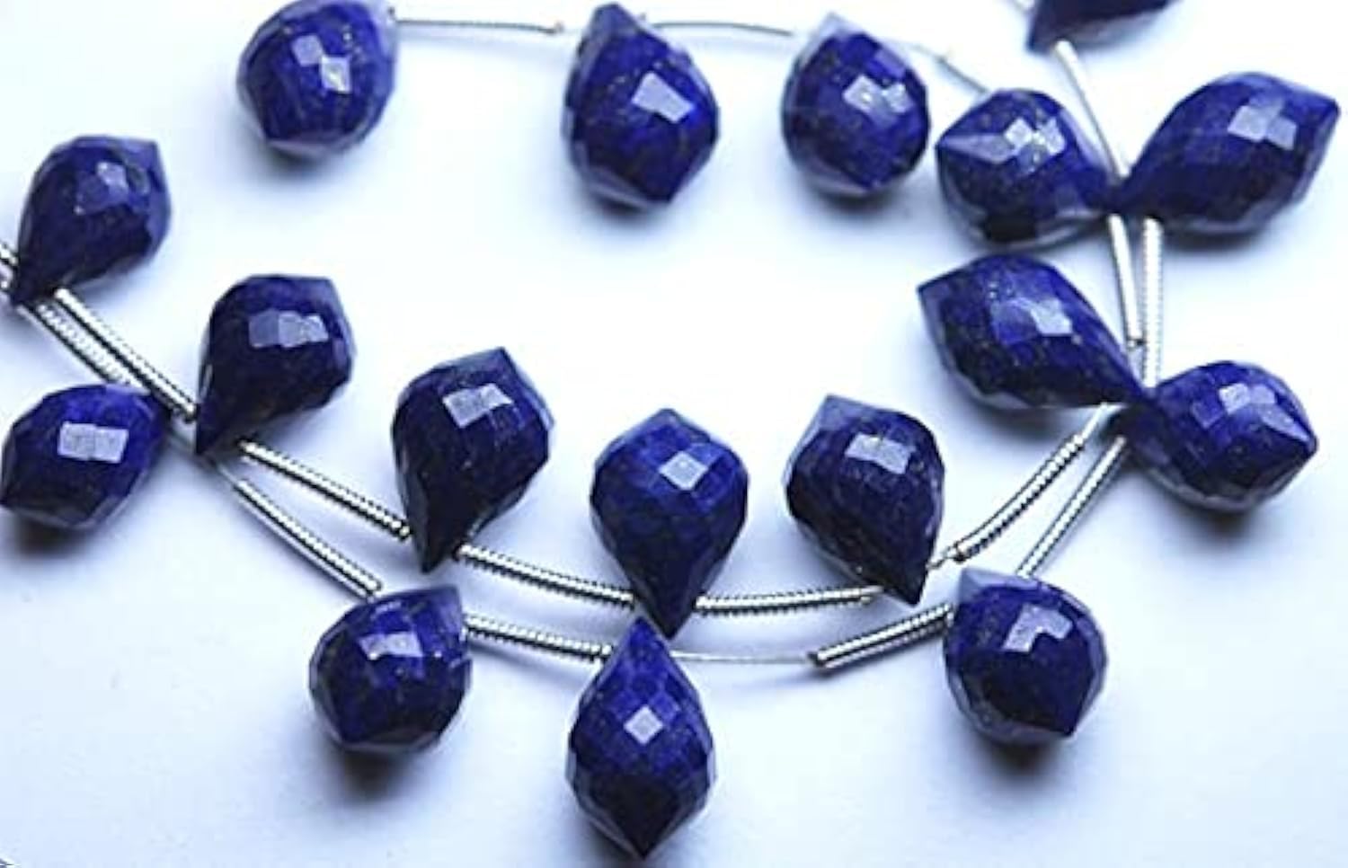 Lapis-lazuli pour création de bijoux bohèmes, lot de 12 briolettes gouttes de rosée