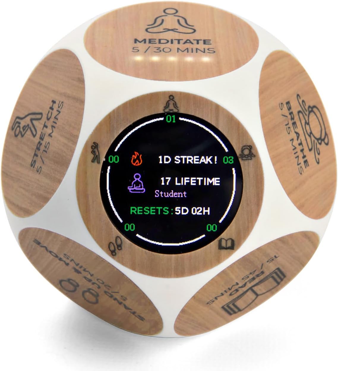 Mindsight Focused Activity Timer & Tracker | Promotes Work Life Balance & Productivity | Pomodoro 'Plus' w/ 5 Fixed timers + 5 curated Wellness Activities | Office Desk Accessory | Mindfulness | ADHD