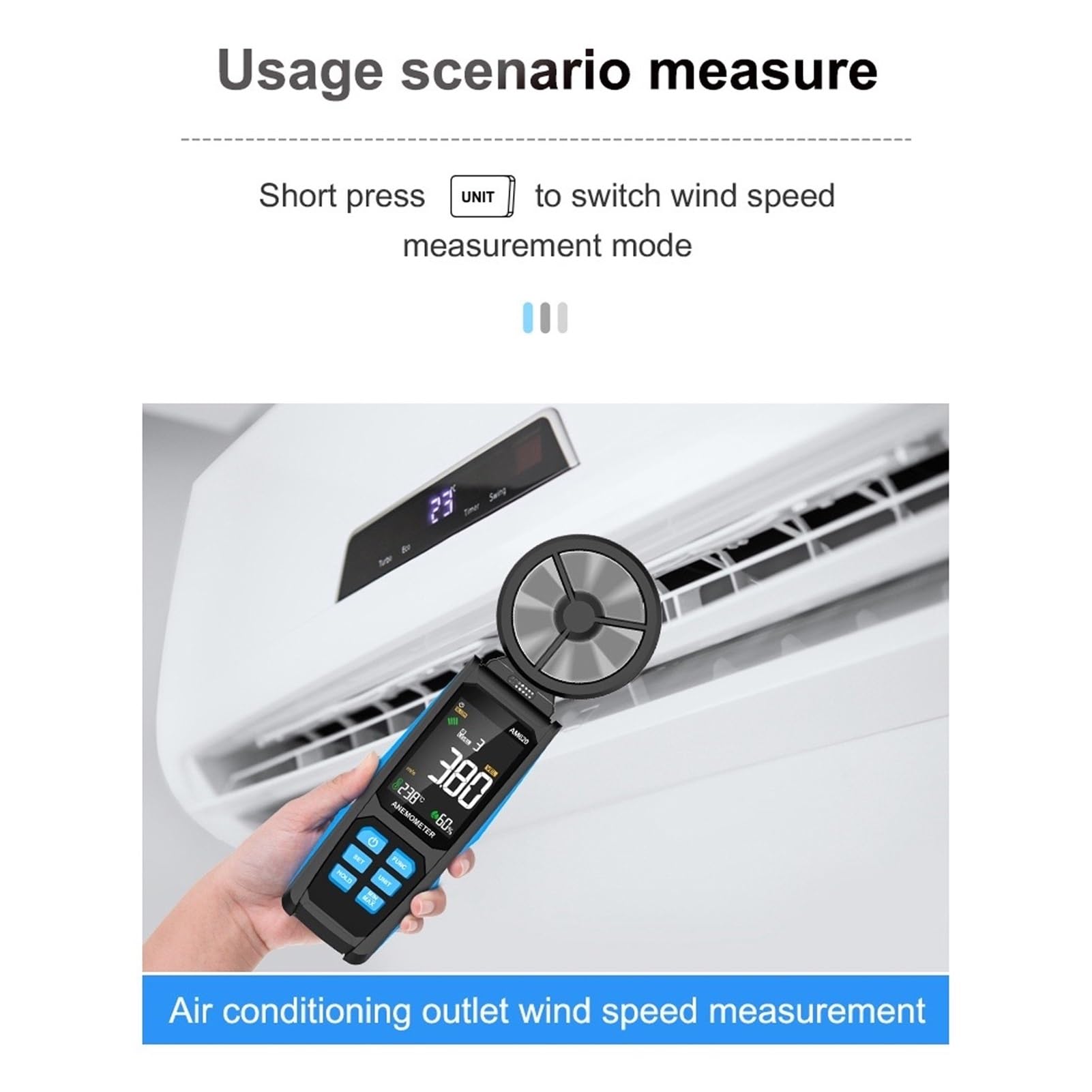 Anemometri, Anemometro digitale resistente all'erosione, misuratore di velocità del vento digitale preciso, 8 pale sensibili girevoli