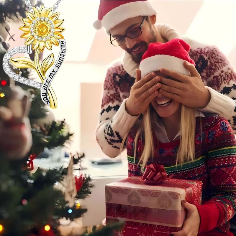 Anniversary Birthday Gifts for Women,Christmas Gifts for Women,Sunflower Necklace,18K Gold Plated You Are My Sunshine Necklace,Mothers Day Gifts for Wife,Girlfriend,Mom, Daughter,Sister3