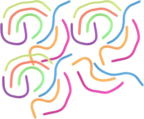 Miniatura 5 de Curious Minds Busy Bags Juego de 24 cuerdas elásticas de fideos, 8 pulgadas de largo, no es pegajoso, grueso, construye resistencia para fortalecer