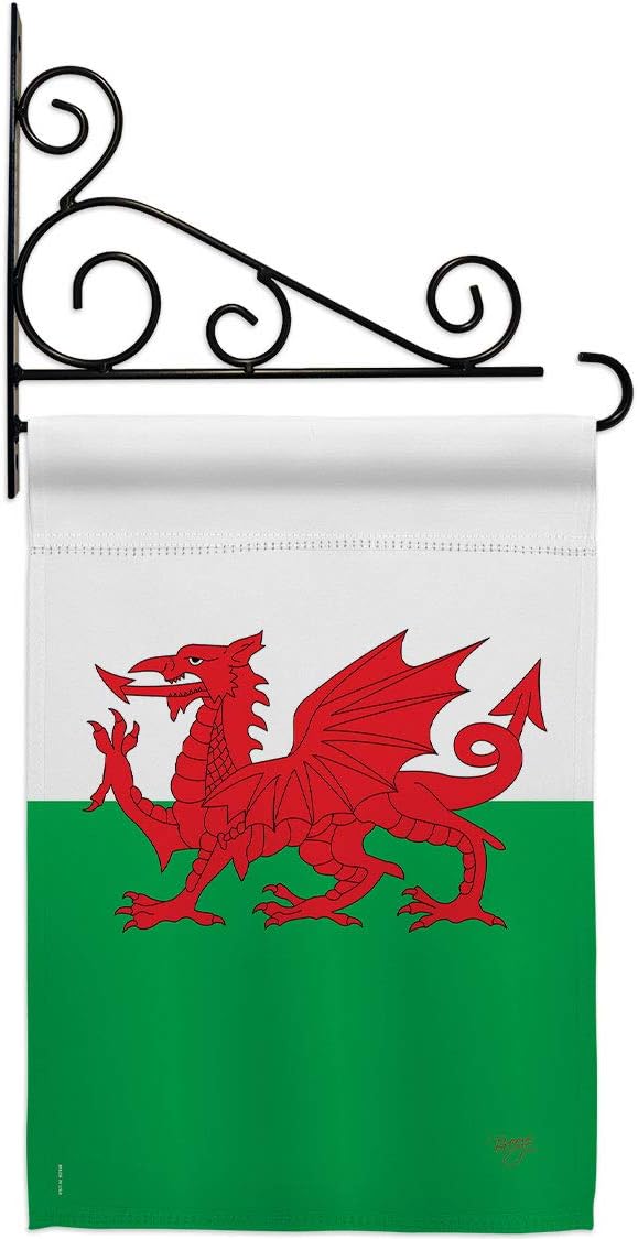 Wales Garden Flag Set Wall Holder Regional Nationality Nation International World Country Particular Area Small Decorative Gift Yard House Banner Made In USA 13 X 18.5