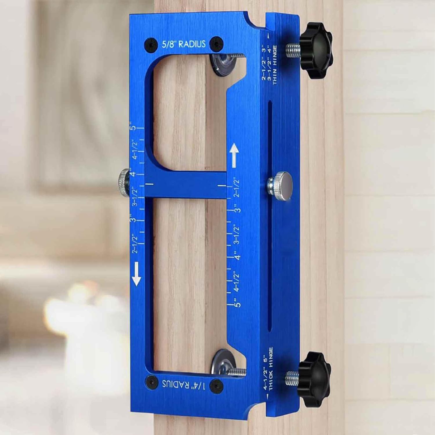 Fafeicy Door Hinge Jig Aluminum Alloy Door Hinge Template Kit for 2.5-5in Hinges, 1/4in 5/8in Radius Square Corner Types