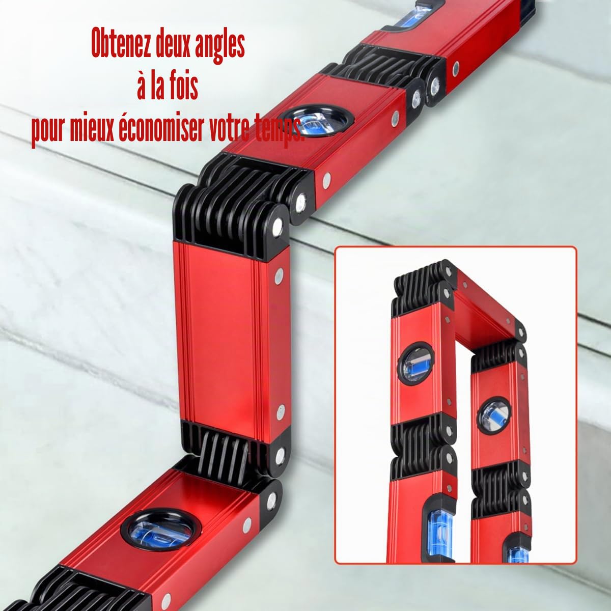 N&S Juvyig - Outil multifonction pliable pour la menuiserie, outil de mesure multi-angle pour la menuiserie, nivellement précis dans n'importe quelle position, règle