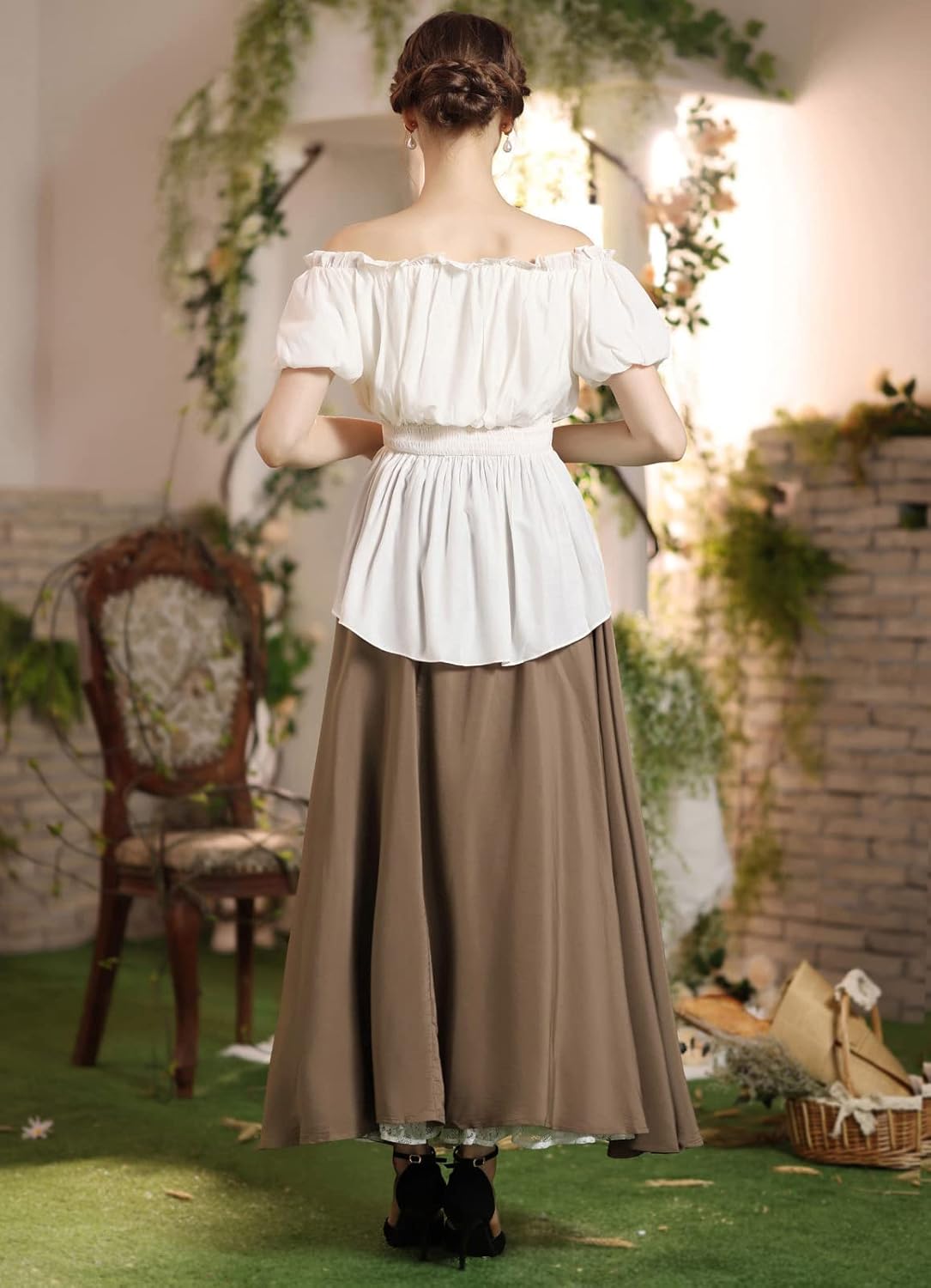 Women's Vintage Maxi Long Skirt Double-Layer Victorian Renaissance Skirts - Image 6