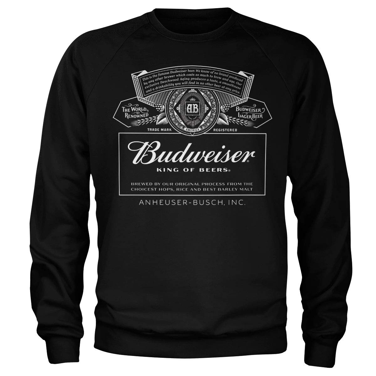 Officially Licensed Budweiser White Logo Sweatshirt (Black)
