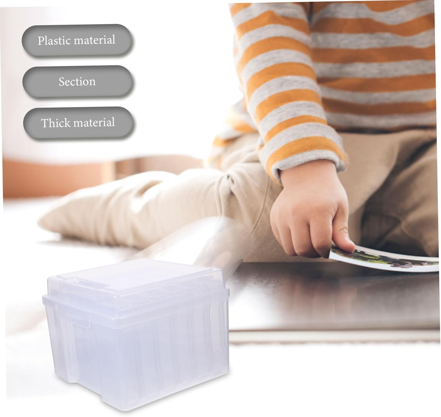 jojofuny Transparent Photo Storage Organizer Case Multi-purpose Box for Photos Postcards Cards and Crafts Durable Reusable Design for Desktop and Organization