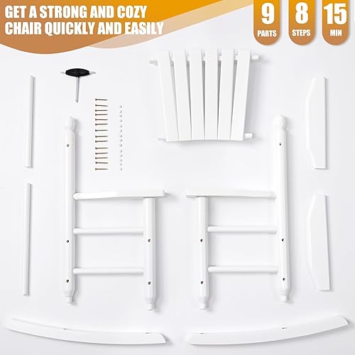 Miniatura 7 de Balancín de madera para niños, perfecto para interiores o exteriores, para todo tipo de clima, para jardín, césped, balcón, patio trasero y patio,