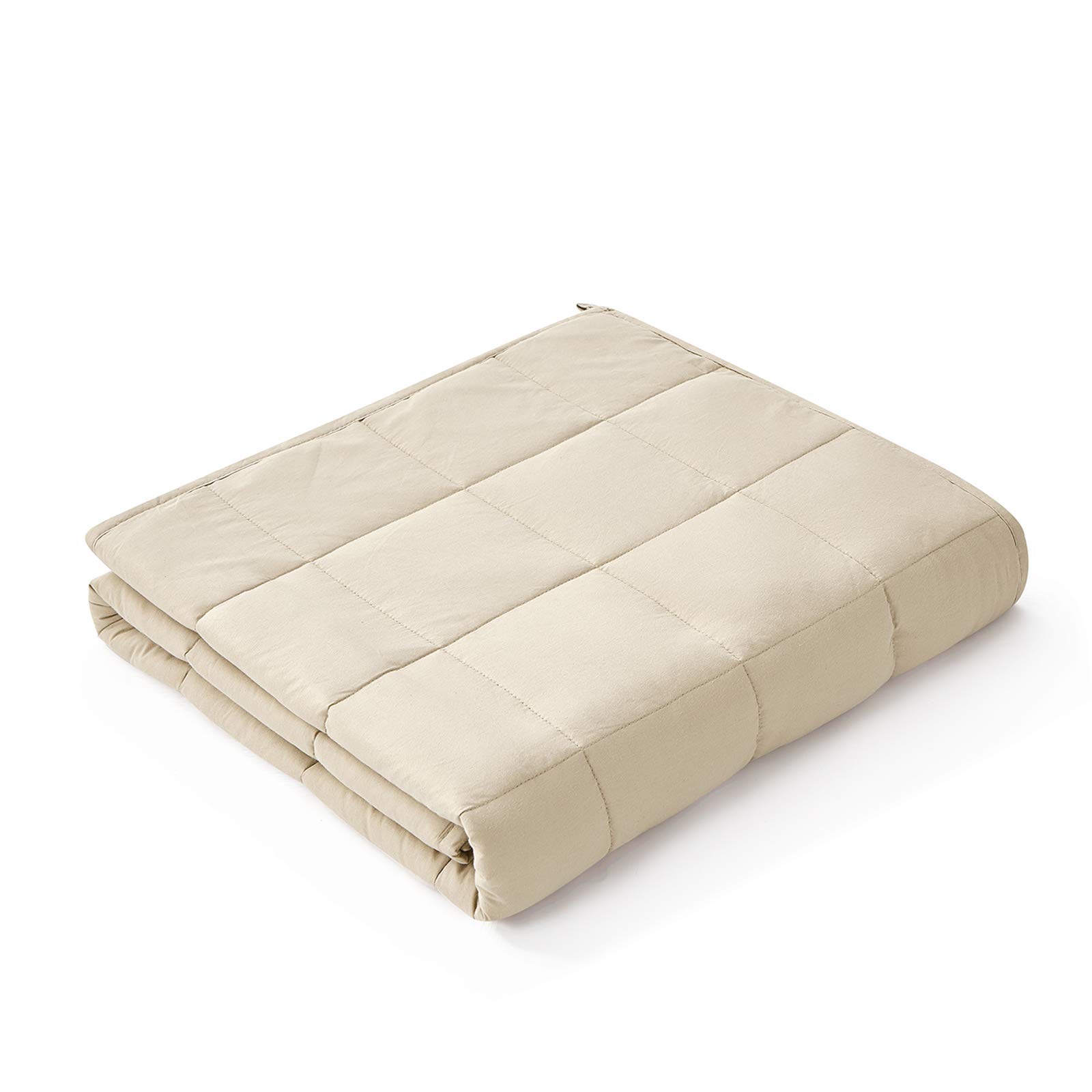 YnM Weighted Blanket,Heavy 100% Oeko-Tex Certified Cotton Material with Premium Glass Beads (Light Blue, 48''x72'' 15lbs), Suit for One Person(~140lb) Use on Twin/Full Bed